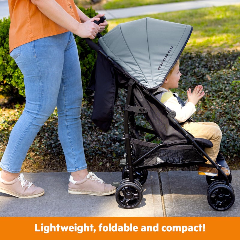 Bright Starts Ford Bronco HighGear Stroller, Lightweight Foldable Stroller with Sport Details, Large Storage Basket, Anti-Shock & Lockable Wheels, Unisex Area 51 Blue/Green - Image 3