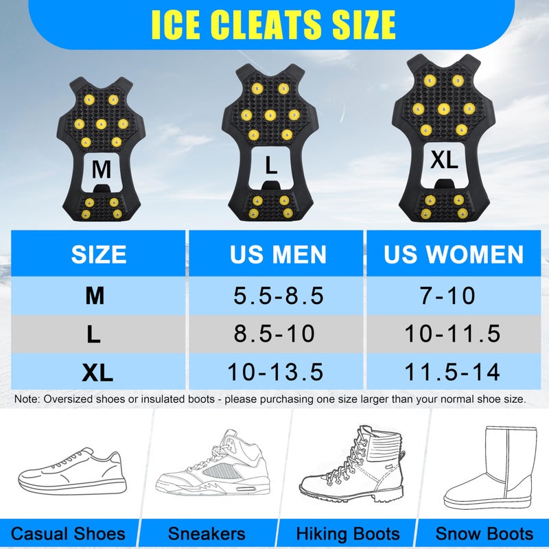 JSHANMEI Ice Cleats for Shoes and Boots Crampons Anti Slip Snow Traction Cleats 11 Studs Snow Grippers Overshoe for Men Women Walking on Snow and Ice Slip-on Stretch Footwear - Image 5