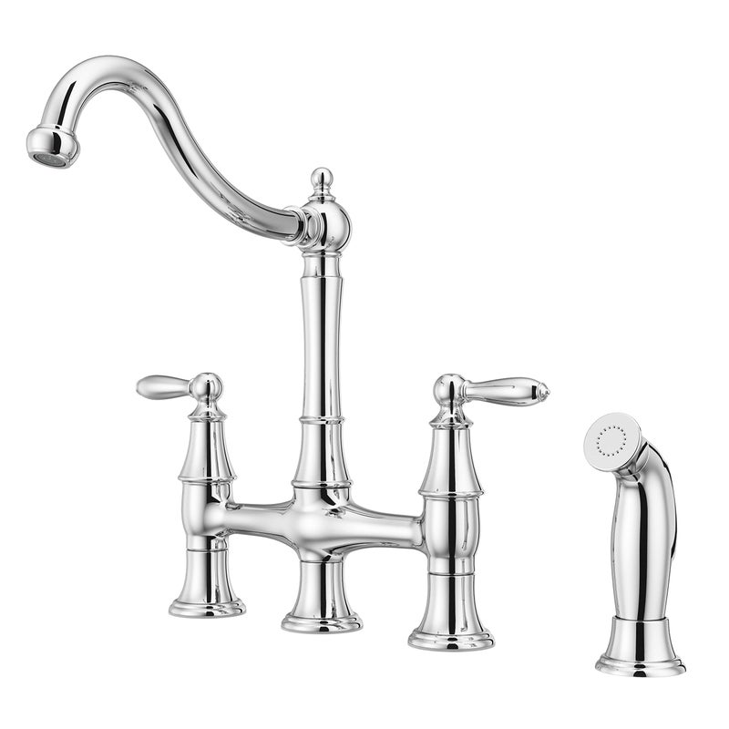 Pfister Courant Kitchen Faucet with Side Sprayer 2Handle High Arc Polished Chrome Finish F0314COC