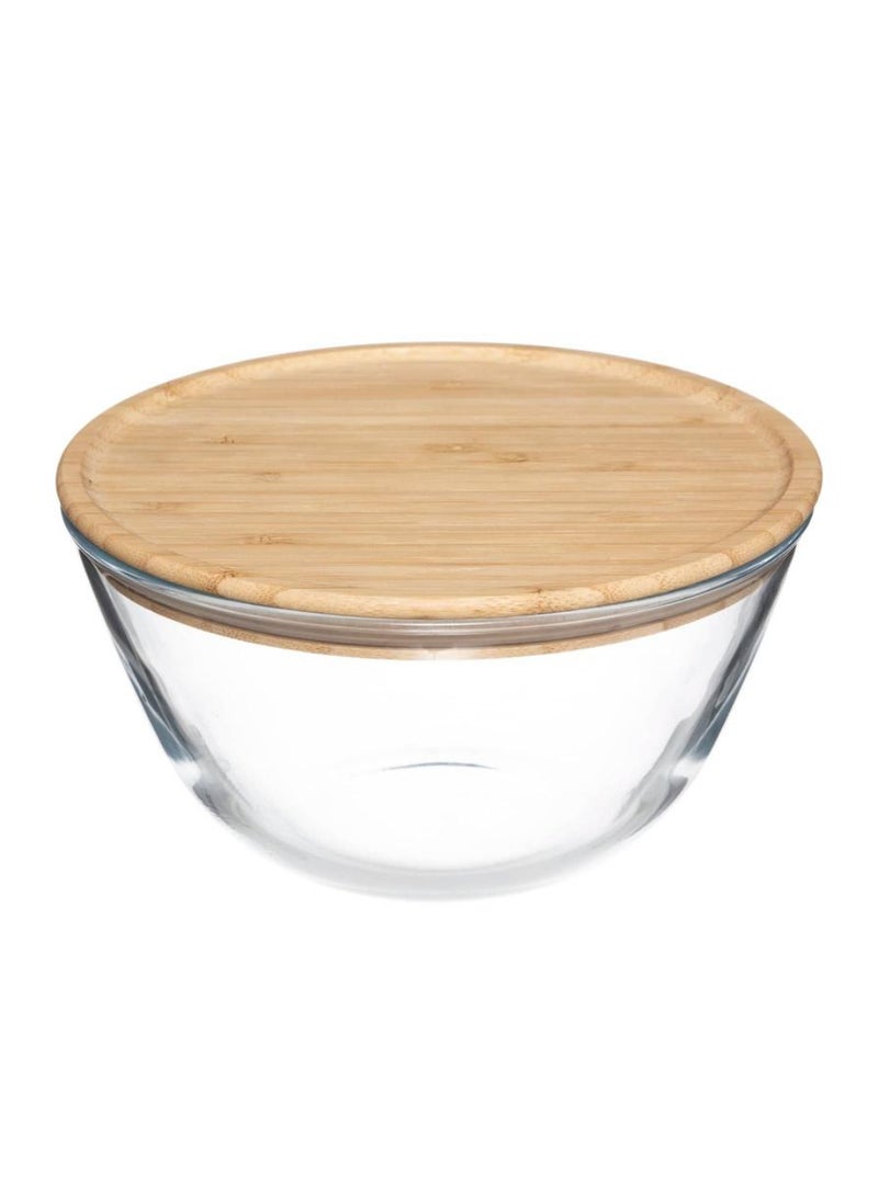 5five Glass Salad Bowl With Bamboo Lid 1L 
