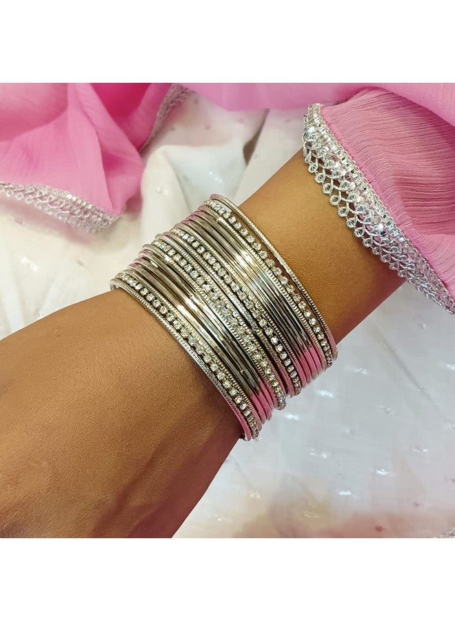 Efulgenz Boho Vintage Antique Gypsy Tribal Indian Cz Crystal Oxidized Silver Plated Bracelets Bangle Set Jewelry (18 Pc) - Image 4