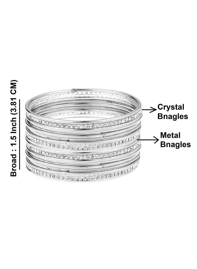 Efulgenz Boho Vintage Antique Gypsy Tribal Indian Cz Crystal Oxidized Silver Plated Bracelets Bangle Set Jewelry (18 Pc) - Image 5