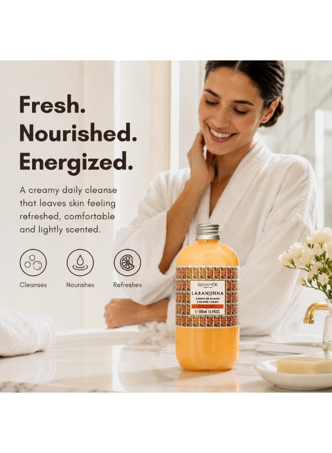 BENAMÕR Laranjinha Shower Cream | Energising Body Wash with Portuguese Orange Extract | Hydrating, Refreshing & Velvety Foam | Vegan, Paraben Free – 500ml - Image 5