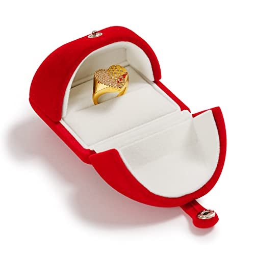 Oirlv Red Velvet Ring Box for Proposal/Engagement/Wedding Premium Jewelry Gift Box - Image 1