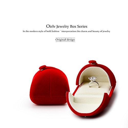 Oirlv Red Velvet Ring Box for Proposal/Engagement/Wedding Premium Jewelry Gift Box - Image 4