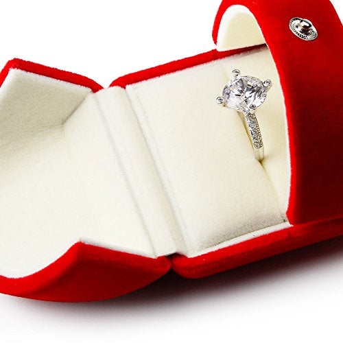 Oirlv Red Velvet Ring Box for Proposal/Engagement/Wedding Premium Jewelry Gift Box - Image 3