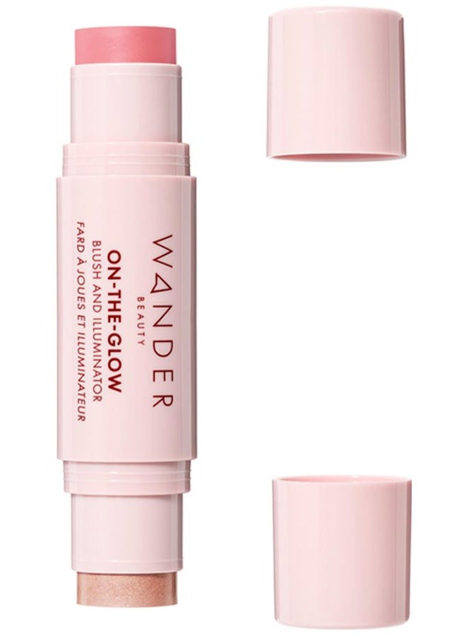 Wander Beauty On-the-Glow Blush and Illuminator - Petal Pink/Nude Glow - 7-in-1 Hydrating Cream Blush & Highlighting Stick - Stick Blush for Cheeks, Lip, & Body - Highlighter Makeup & Blush - 0.4 oz - Image 1