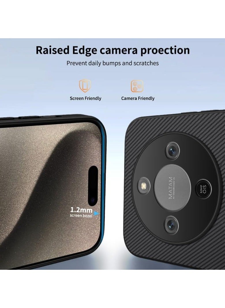 Magnetic Protective Case Compatible with Honor X9d 5G Carbon Fiber Texture Leather Case with Built-in Magnets Honor X9d Shockproof and Drop-Resistant Protective Back Cover - Image 4