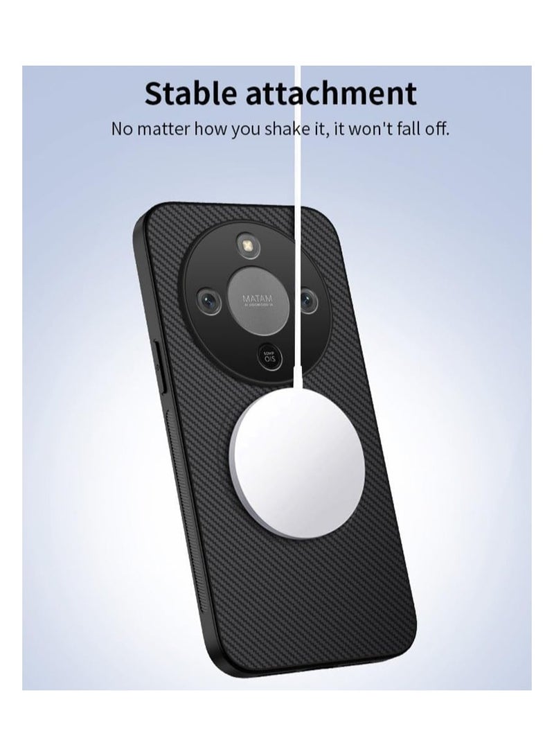 Magnetic Protective Case Compatible with Honor X9d 5G Carbon Fiber Texture Leather Case with Built-in Magnets Honor X9d Shockproof and Drop-Resistant Protective Back Cover - Image 5