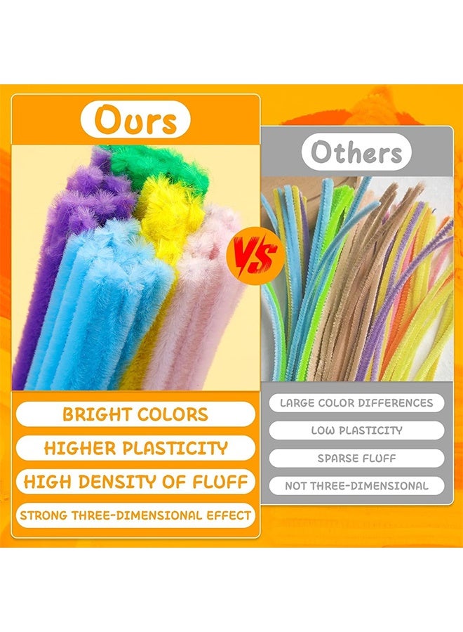 HS Pipe Cleaners, Multi-Color Chenille Stems, 100 Multi-Color Craft Stems Randomly Selected For Arts And Crafts Projects, Soft Flexible And Bendable, Multi-Color Fuzzy Sticks, Perfect For DIY Crafts School Art Supplies And Creative Projects - Image 3