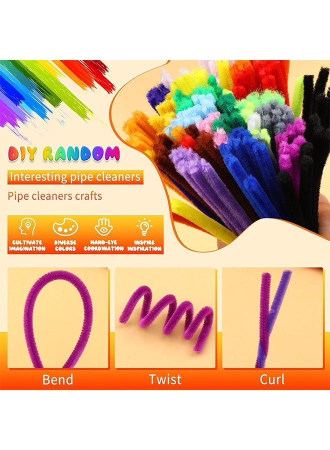 HS Pipe Cleaners, Multi-Color Chenille Stems, 100 Multi-Color Craft Stems Randomly Selected For Arts And Crafts Projects, Soft Flexible And Bendable, Multi-Color Fuzzy Sticks, Perfect For DIY Crafts School Art Supplies And Creative Projects - Image 4