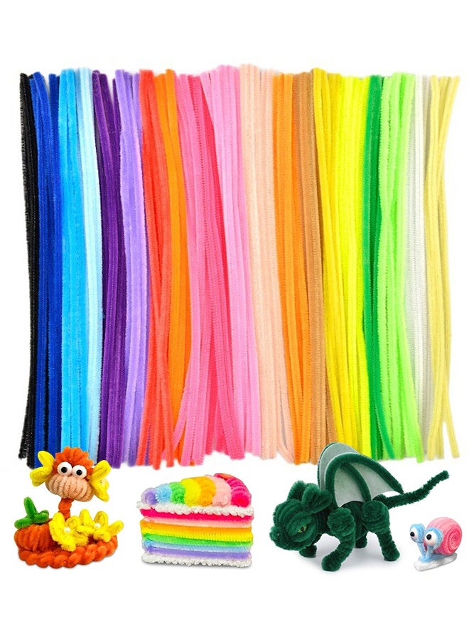 HS Pipe Cleaners, Multi-Color Chenille Stems, 100 Multi-Color Craft Stems Randomly Selected For Arts And Crafts Projects, Soft Flexible And Bendable, Multi-Color Fuzzy Sticks, Perfect For DIY Crafts School Art Supplies And Creative Projects - Image 1