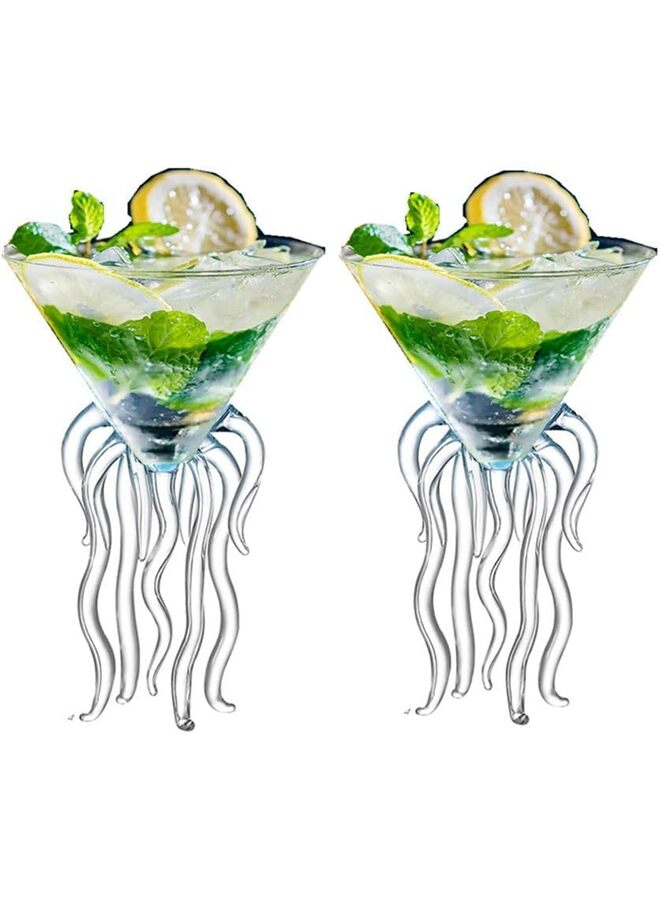 Octopus Martini Glass Creative Cocktail Drinkware Bar Goblet Tools (2 Transparent) - Image 1