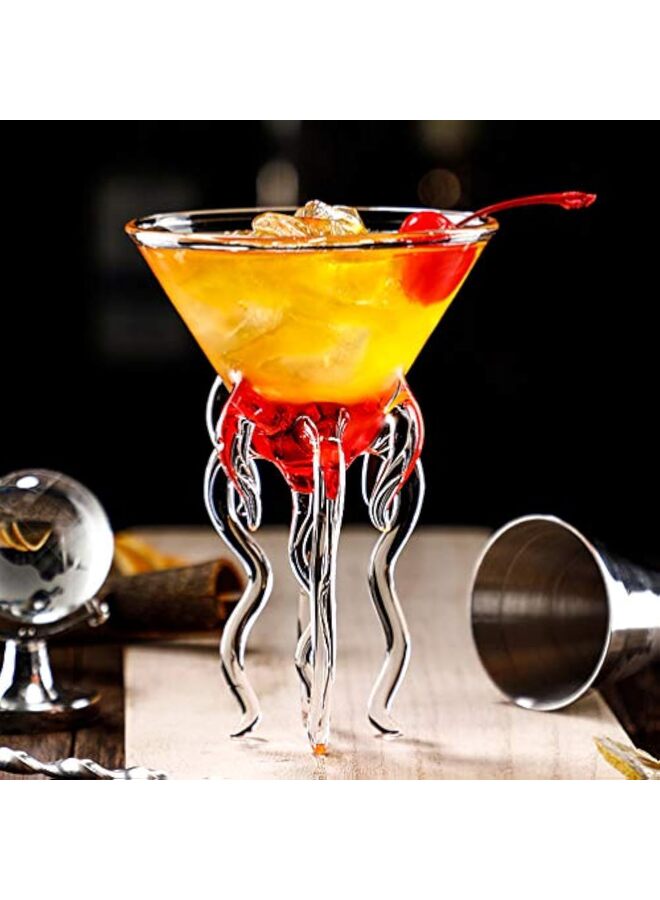 Octopus Martini Glass Creative Cocktail Drinkware Bar Goblet Tools (2 Transparent) - Image 2