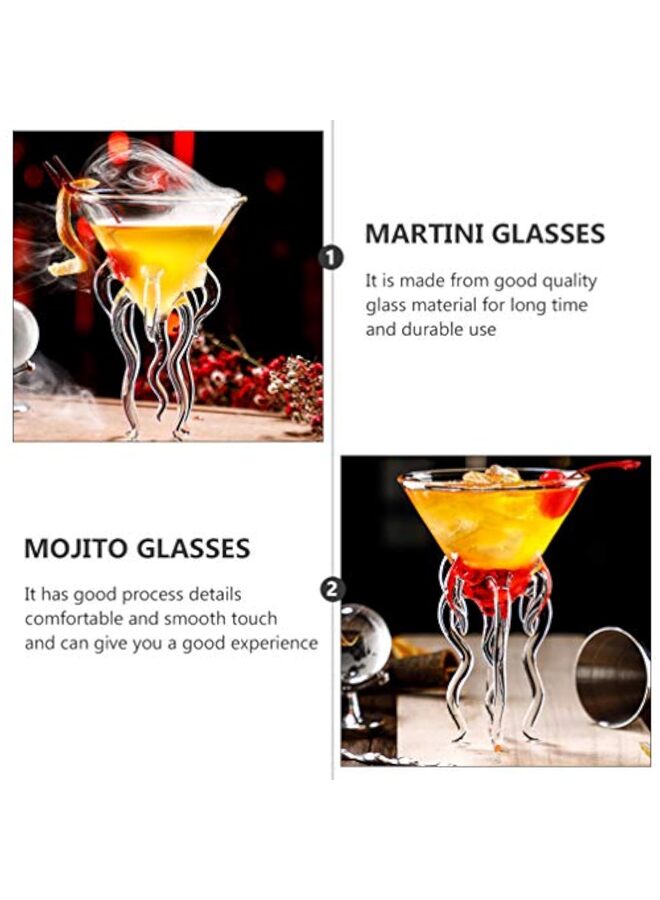 Octopus Martini Glass Creative Cocktail Drinkware Bar Goblet Tools (2 Transparent) - Image 5
