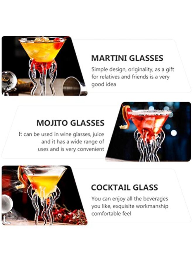 Octopus Martini Glass Creative Cocktail Drinkware Bar Goblet Tools (2 Transparent) - Image 3