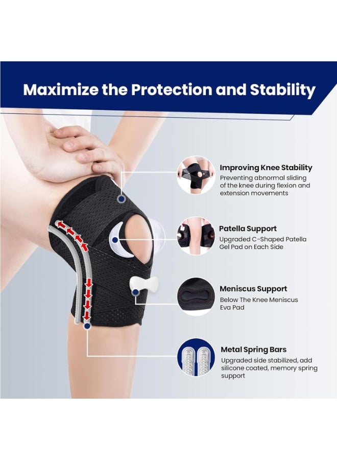 Knee Brace for Meniscus Tear, Knee Pain, ACL, MCL, Adjustable Breathable Knee Support with Side Stabilizers for Knee Pain Arthritis Recovery Joint Support, Women and Men, Medium - Image 3