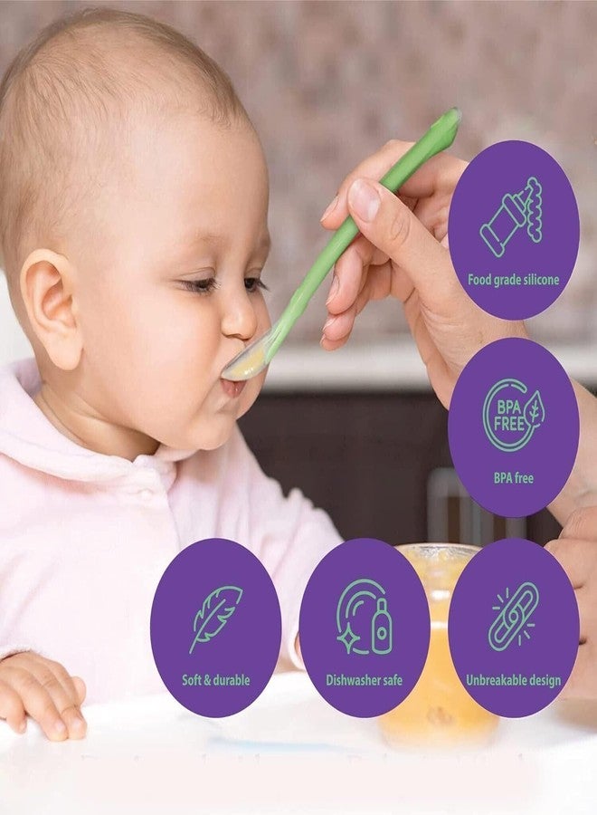 Roforuf Silicone Baby Feeding Spoon Set (2 pcs) with Fruit Shape Teether | BPA-Free Soft Spoon & Chew Toy | Gentle Tip, Easy-Grip Handle | Safe Weaning & Teething Set for 3–12 Months (Pack 3) - Image 3