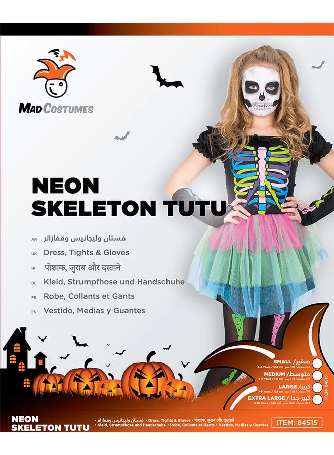 Neon Skeleton Halloween Costume Medium (5+ Years) - Image 4