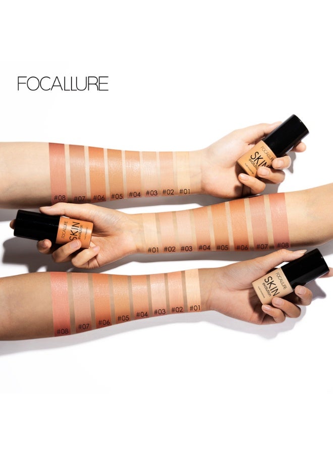 FOCALLURE Liquid Foundation, Foundation  Concealer, Full Coverage Foundation Makeup, Durable, Waterproof, Oil-Control, Hides Wrinkles & Lines, Porcelain - Image 4
