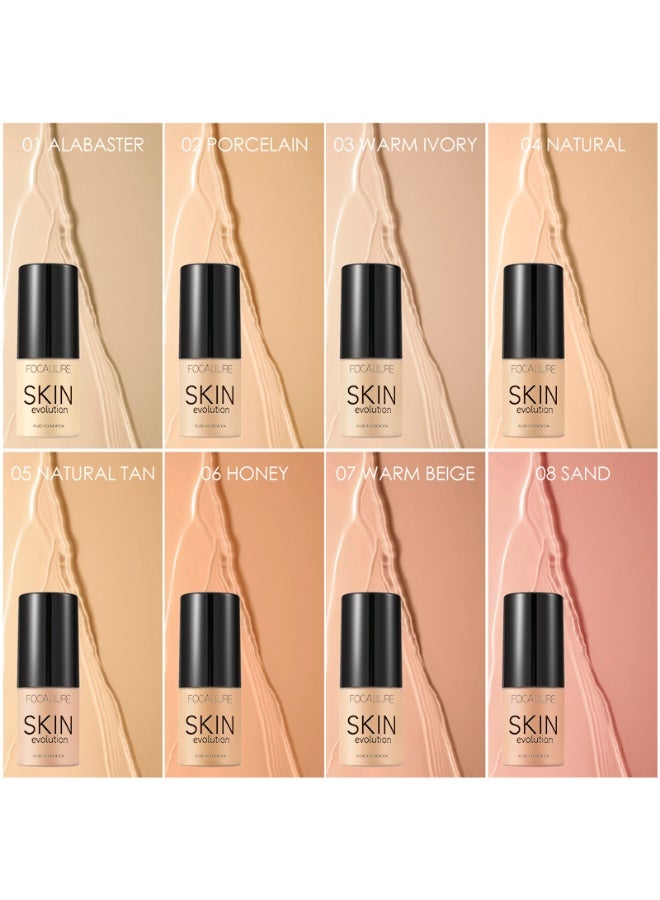 FOCALLURE Liquid Foundation, Foundation  Concealer, Full Coverage Foundation Makeup, Durable, Waterproof, Oil-Control, Hides Wrinkles & Lines, Porcelain - Image 2