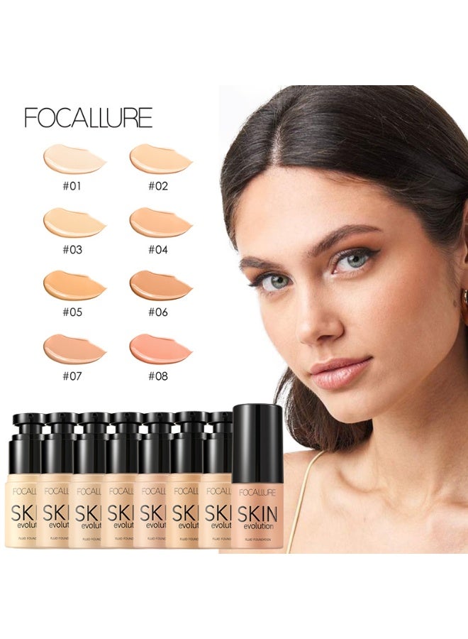 FOCALLURE Liquid Foundation, Foundation  Concealer, Full Coverage Foundation Makeup, Durable, Waterproof, Oil-Control, Hides Wrinkles & Lines, Porcelain - Image 3