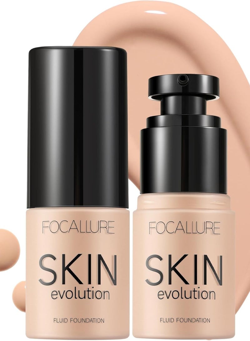 FOCALLURE Liquid Foundation, Foundation  Concealer, Full Coverage Foundation Makeup, Durable, Waterproof, Oil-Control, Hides Wrinkles & Lines, Porcelain - Image 1