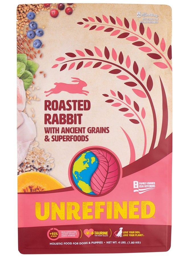 Earthborn Holistic Unrefined Roasted Rabbit with Ancient Grains & Superfoods Dry Dog & Puppy Food, 4 lb.  - Image 1