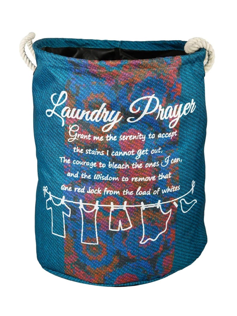ROMEE Polyester Slub Printed Laundry Basket for Clothes Foldable Laundry Bag and Storage Container 48 cm x 37 cm LNDR026 - Image 2