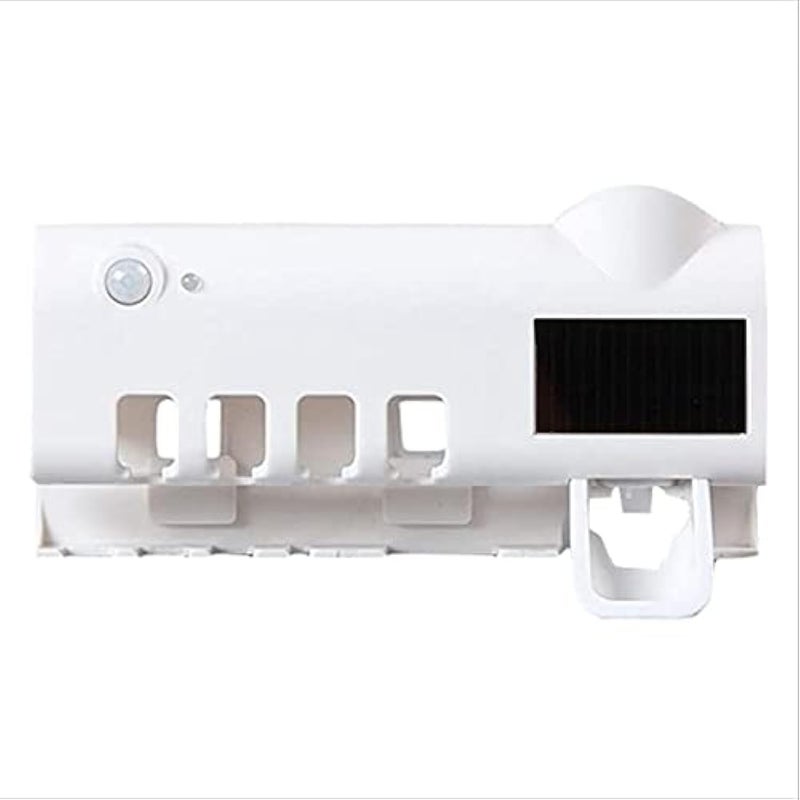 China Uv Toothbrush Sterilizer Solar Toothbrush Sanitizer Toothbrush Rack Toothbrush Holder Toothbrush Stand Brush Holder With Toothpaste Dispenser Bathroom Organizer Storage Rack White - Image 1