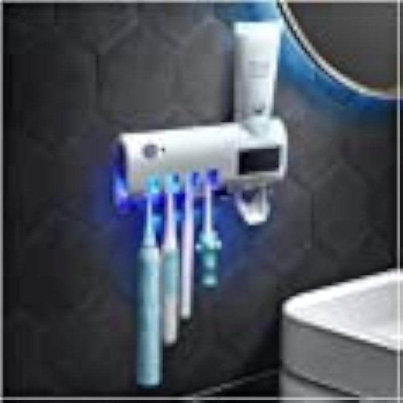 China Uv Toothbrush Sterilizer Solar Toothbrush Sanitizer Toothbrush Rack Toothbrush Holder Toothbrush Stand Brush Holder With Toothpaste Dispenser Bathroom Organizer Storage Rack White - Image 3