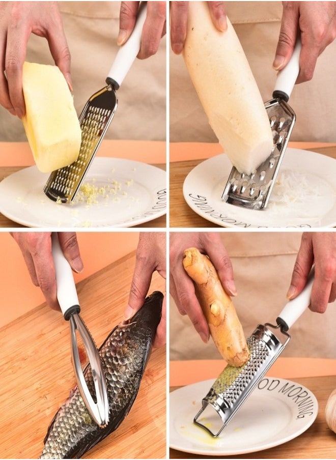 Generic - 4-Piece Stainless Steel Cheese Grater Set – Multi-Use Kitchen Tools for Shredding, Slicing, and Fish Scaling - Image 1
