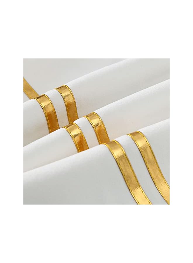 The Bros مجموعة من 2 غطاء وسادة ذهبية - أغطية وسائد زخرفية من المخمل الناعم الفاخر مع جلد ذهبي للكنبة وغرفة النوم وغرفة المعيشة والسيارة 18x18 بوصة بيضاء - Image 5