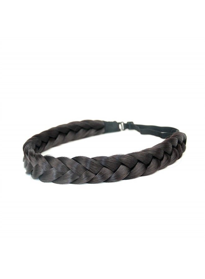 2 Strands Synthetic Hair Braided Headband Classic Chunky Plaited Braids Elastic Stretch Hairpiece for Women Girl (Natural Black)