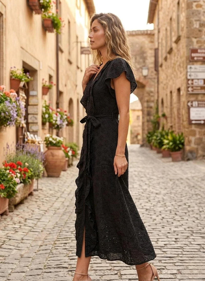 Alaya Black Women   Cotton Overcoat -AL3864 for Women | Best Price UAE