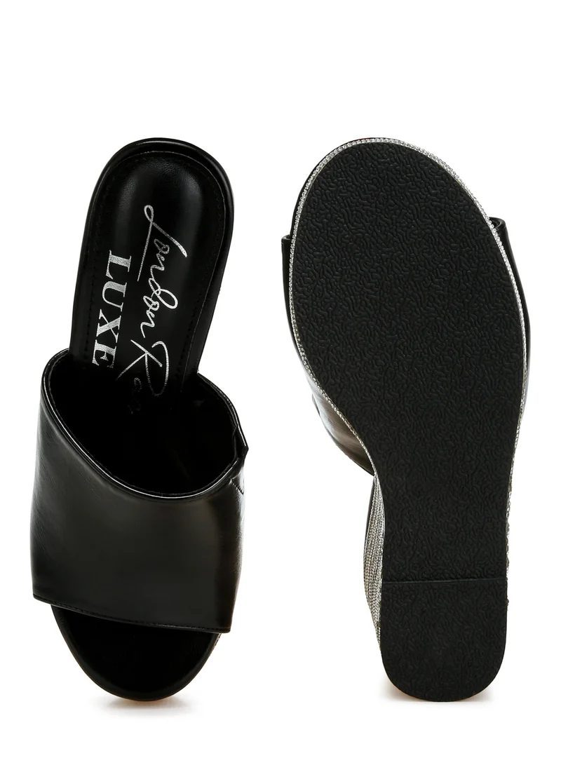 London Rag Wedge Heel Peep Toe Sandals in Black