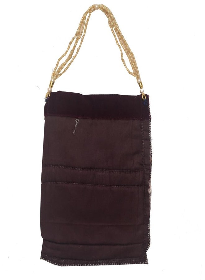 Dulhan Velvet Potli Bag with Pearl Handle | Sequin Tissue Lace Zari Tassels and Resham Dori | Maroon Soft Padded Wedding Shagun Pouch for Return Gifts, Wedding, Winter and Festive Use (pack of 12) - Image 3