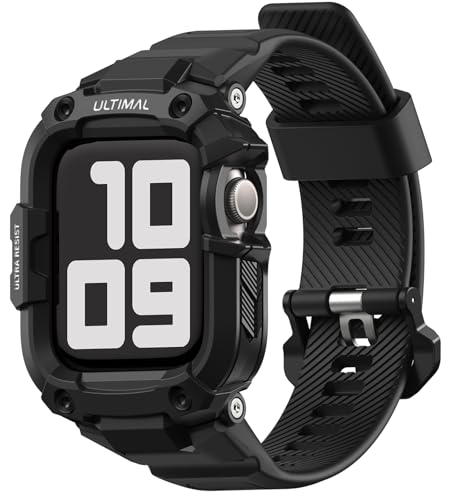 ULTIMAL Rugged Band with Case for Apple Watch 46mm MilitaryGrade Shockproof Protective Strap for Men AllinOne Outdoor Sport Watch Band Compatible with iWatch Series 1110 Black - Image 1