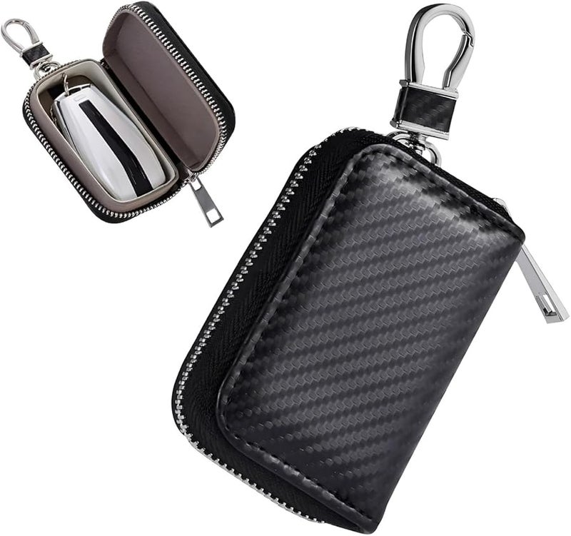 Carbon Fiber Faraday Bag Anti Theft Signal Blocking Key Fob Holder For Car Keys - Image 1