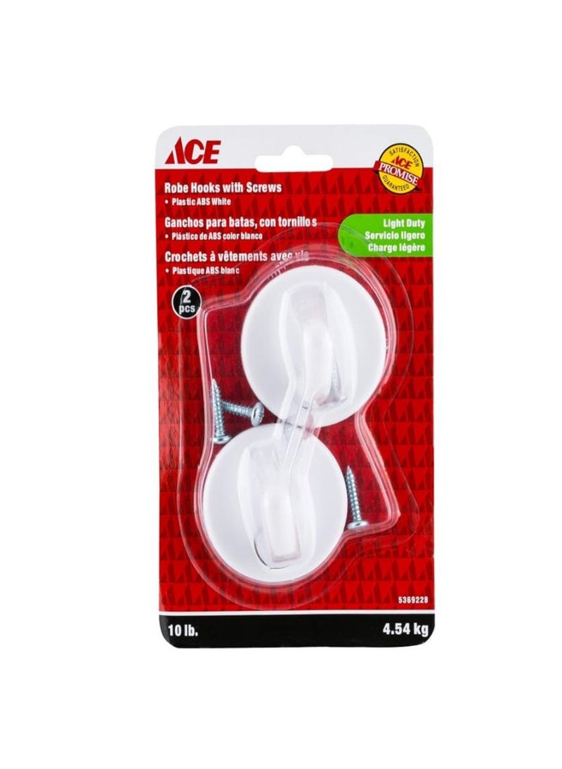 ACE ACE Robe Hooks with Screws White 