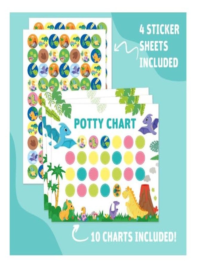 NURTUREBLOOM, Potty Training Reward Sticker Chart System for Toddlers, 9+ Months, 1 Pack of 4 Sticker Sheets and 10 Chart Sheets (Dinosaur Design) - Image 3