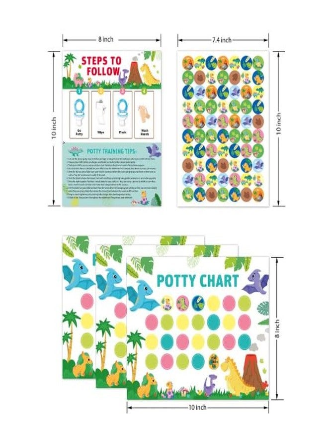 NURTUREBLOOM, Potty Training Reward Sticker Chart System for Toddlers, 9+ Months, 1 Pack of 4 Sticker Sheets and 10 Chart Sheets (Dinosaur Design) - Image 2