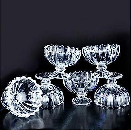 Shrux Ice Cream Glasses Cups Dishes for Desserts,Fruit, Sundae, Jellies and Pudding Glass Serving Bowls, Nuts or Sweets Bowls,Soup Serving Glass Bowl, Salad and Cocktail Cup Set (Set of 6-120 ml) - Image 1