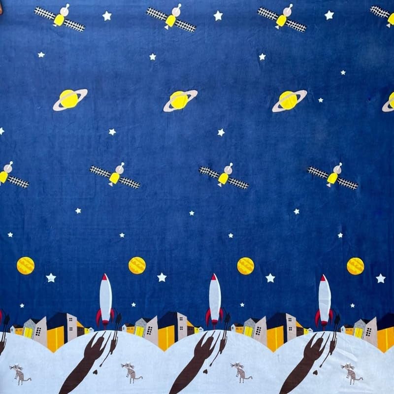 Delight Zone Skin Friendly Ultrasoft Prime Collection Kids Printed Flat 1 Double Bedsheet with 2 Pillow Covers Size 90 x 100 Inch Space Ship Kidzee2  - Image 4