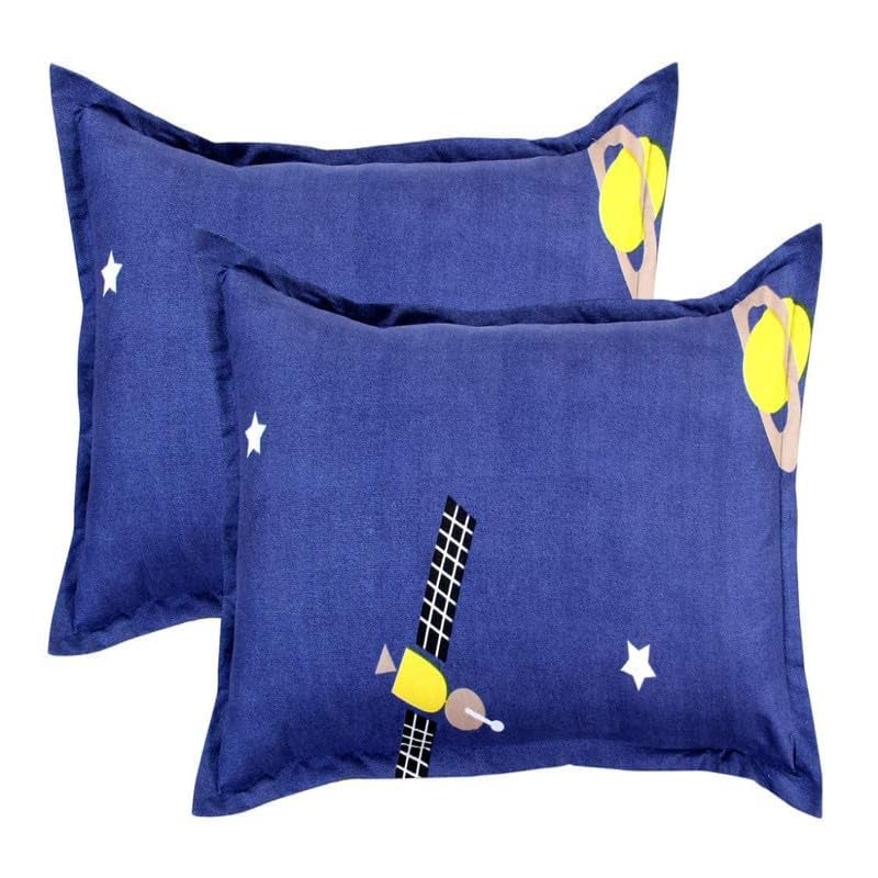 Delight Zone Skin Friendly Ultrasoft Prime Collection Kids Printed Flat 1 Double Bedsheet with 2 Pillow Covers Size 90 x 100 Inch Space Ship Kidzee2  - Image 3
