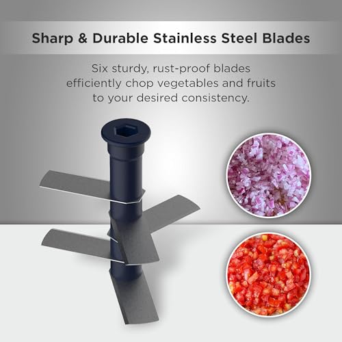 Butterfly 3.8 Cups Premium Plastic Manual Food Chopper, Hand Pull String Onion Vegetable Mincer Dishwasher Safe, 900ml, Blue - Image 2