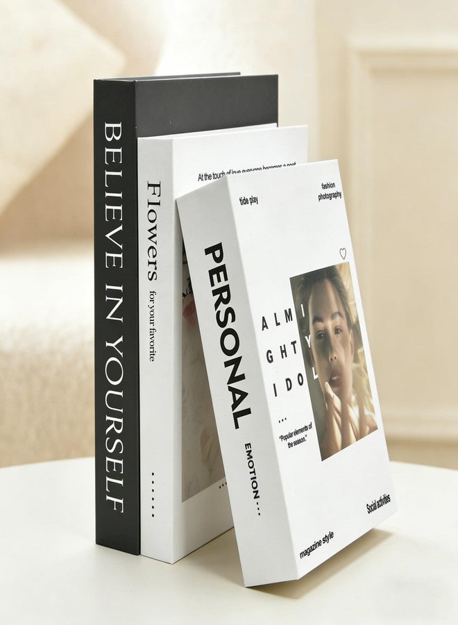 MZHOU 3PCS Decoration Books for Home Decor, Black and White Simple Style Books Suitable for Bookshelf, Living Room or Bedside Decoration, Home Decoration Fake Books - Believe in Yourself - Image 5