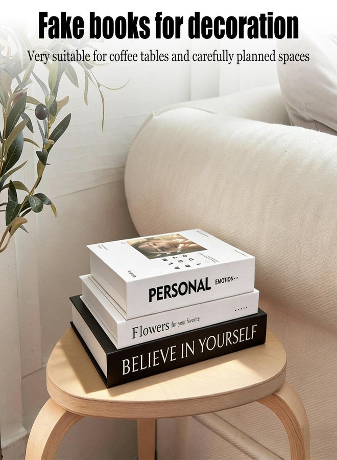 MZHOU 3PCS Decoration Books for Home Decor, Black and White Simple Style Books Suitable for Bookshelf, Living Room or Bedside Decoration, Home Decoration Fake Books - Believe in Yourself - Image 2