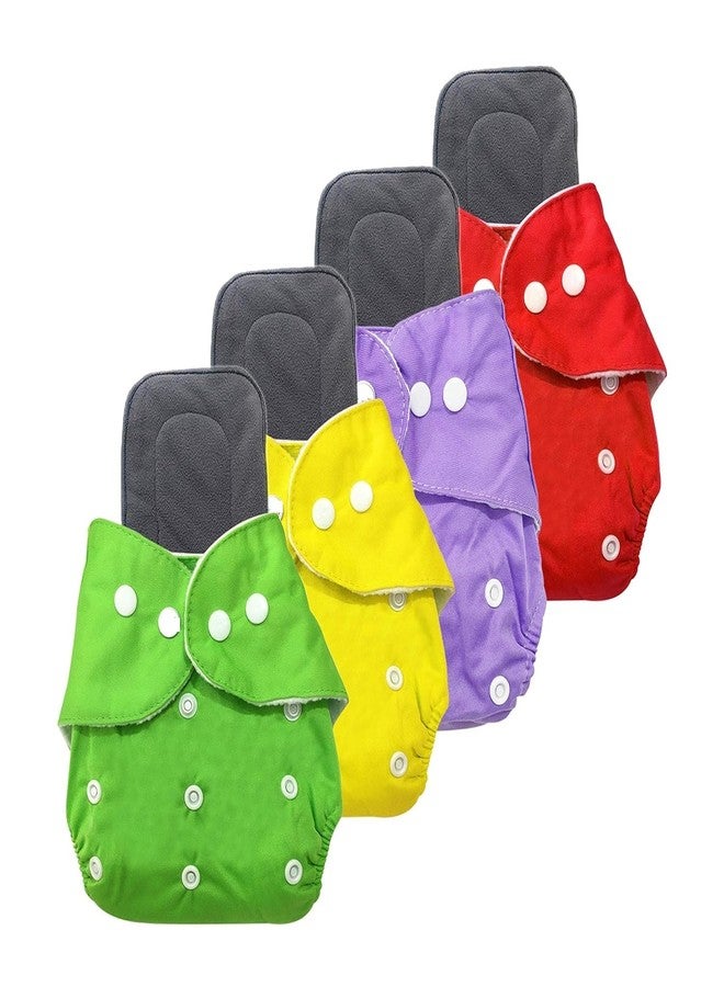 Kritiu Baby Cloth Diapers 0 to 3 Years | Side Leakage Proof Washable Reusable Diaper For New Born Baby Diaper With 5 Layer Insert Pad (Pack of 4+4 - Assorted Colours) - Image 1