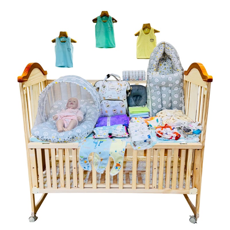 Infantbond 72 in 1 New Born Baby Summer Complete Daily Items Combo | Baby Gift Set | New Born Gift set | Infant Combo set | Baby Hospital Bag for Newborn | New Born Essentials | Infant Clothes (0-6 Months) (Grey Ship) - Image 5